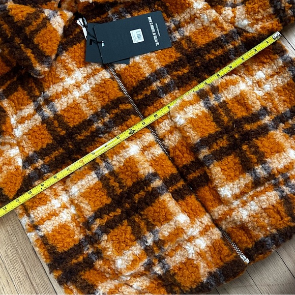 NWT apparis Francis Sherpa zip jacket plaid small orange‎ brown womens - Picture 13 of 13